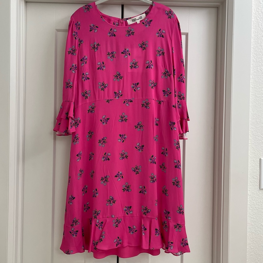 DVF Floral Ruffle Cuff Dress
